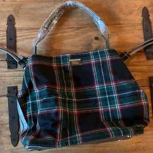 Plaid handbag with removable shoulder strap